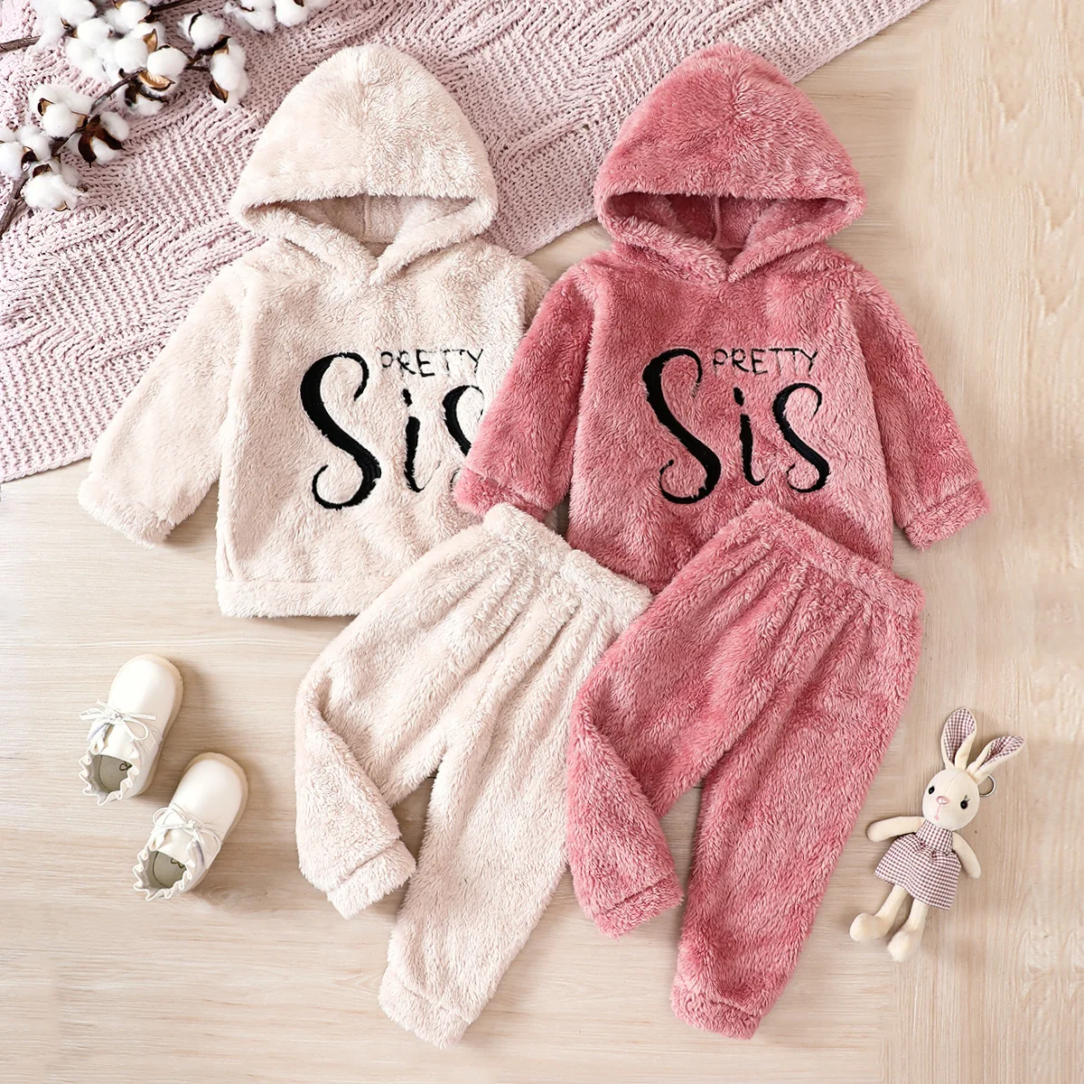 Hibobi ominii Conjunto de sudadera con capucha y pantalón de polar de invierno para niña