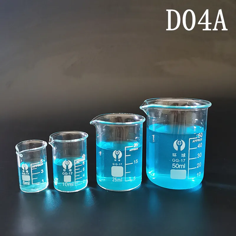 All Sizes 1Set Low Form Beaker Measuring Glass Chemistry Lab Borosilicate Glass Transparent Beaker