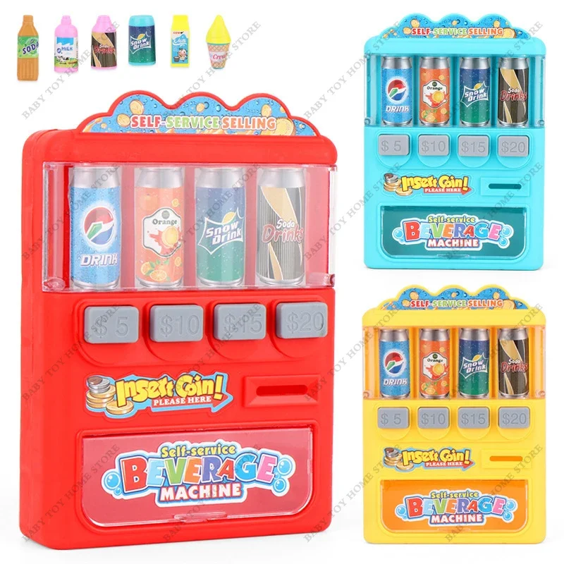 

Kids Pretend Play Toy Drink Vending Machines with Simulation Coin Role Early Educational Shopping Gifts Toys