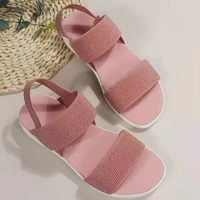 Sandales élégantes à talon bas pour femmes, chaussures orthopédiques à bout ouvert, couleur unie, nouvelle collection 2023, grandes tailles 25-45, chaussures décontractées à talon plat et épais 5