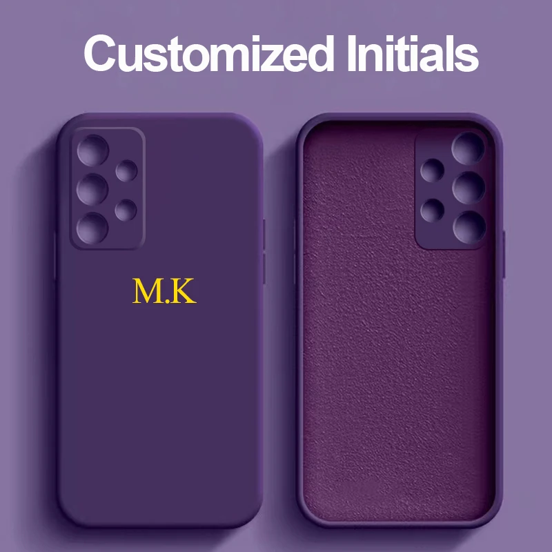 Custodia Personalizzata Personalizzata Con Nome A53 A52 A54 5G Silicone Liquido Soft Iniziali Lettere Cover Per Samsung Galaxy A13 A14 A32 A34