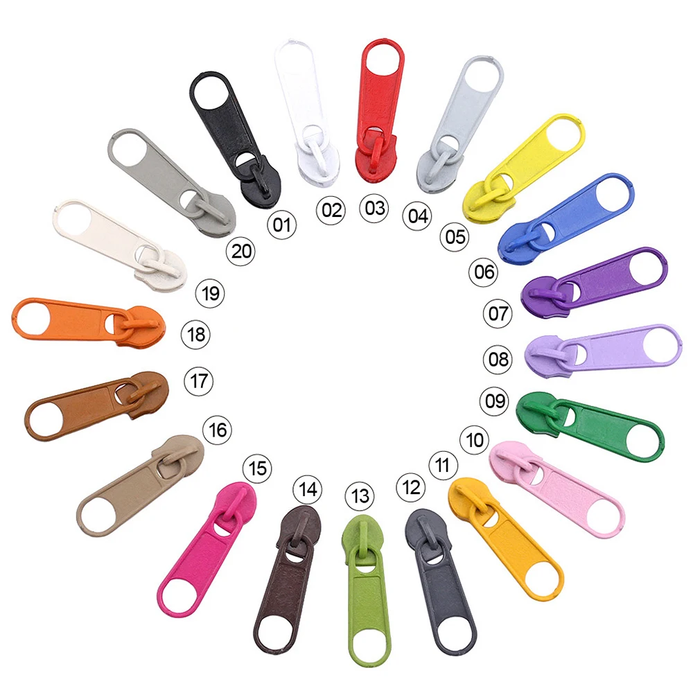 10pcs/set 20 Color 3 Painting Metal Zipper Slider For Nylon Zipper 3
