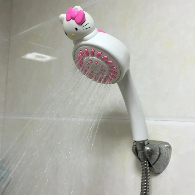 Hello Cica Zuhany Fej Rajzfilm Magas Preassure Fúvóka Otthoni Nők Kawaii Kézzel Tartott Csere Fürdőszobai Kiegészítők - Image 2