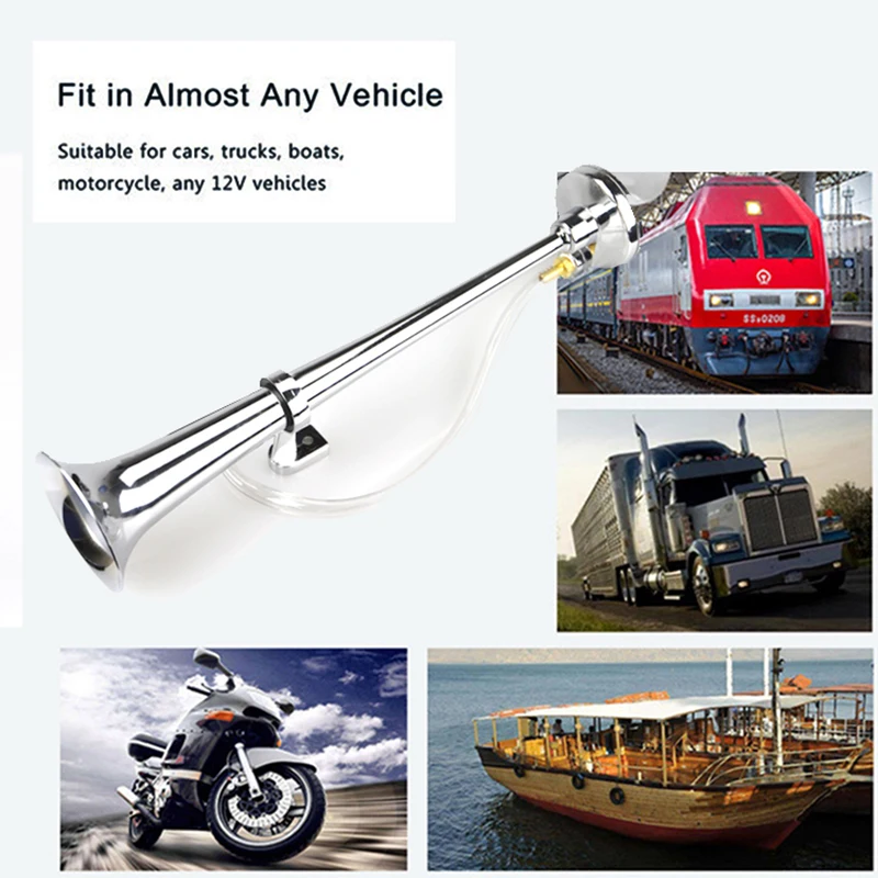 12V 150DB Car Air Horn 200W 180 Hertz Universal Single Trumpet Air Horn Compressor for Automobiles truck boat Motorcycle car siren horn motorcycle horn car air horn