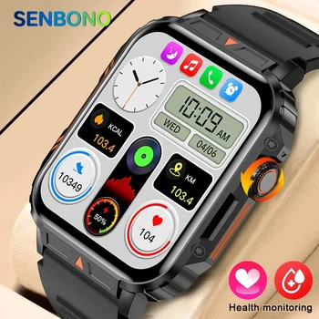 SENBONO Military Men Smart Watch Bluetooth Call 24/7 Heart Rate Monitor IP68 Waterproof 100+ Sport Mode Smartwatch for Men Women 1