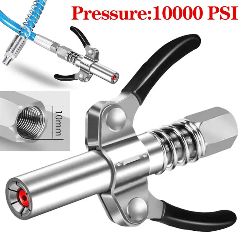 

10000PSI Grease Gun Coupler Mini Manual Grease Pump Head Grease Injector Nipple Syringe Lubrication Nozzle Oil Filling Tool