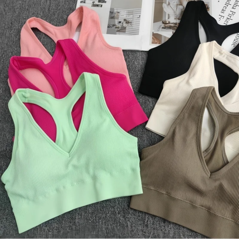 2Pcs/Set Seamless Bras For Women Sports Padded Seamless Underwear Y-Shaped Back Wireless Bra Breathable Lingerie 2