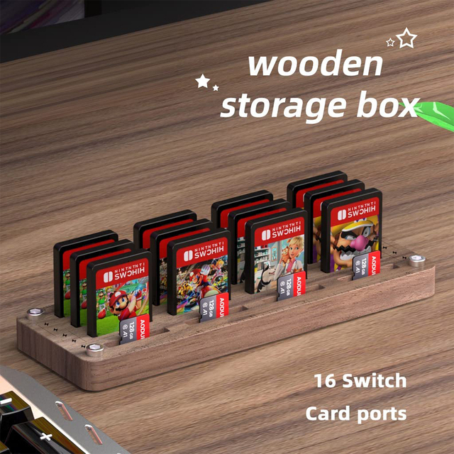 for Nintendo Switch Game Card Storage Wooden Case Switch OLED lite MiniGame Card Holder Storage Box TF Card Accessories