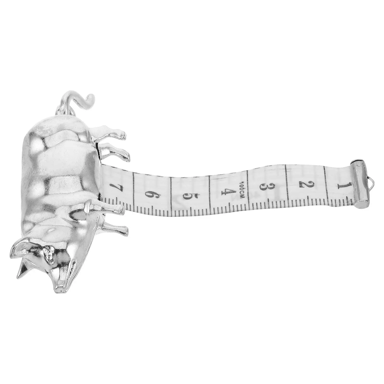 레트로 메탈 돼지 미니 줄자, 접이식 줄자 키링, 휴대용 귀여운 동물 모양 줄자, 공예 및 바느질용
