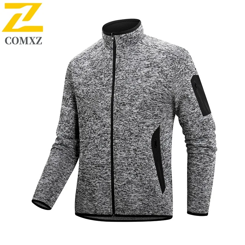 COMXZ Stand Collar Fleece Jacket 2025 Autumn Winter Cardigan Stand Collar Polar Fleece Coat High Quality Waterproof Windproof