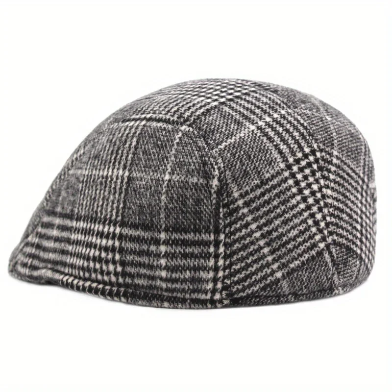 Beret Hat Newsboy Cap Newsboy Hat Casual Hat Woolen Beret Unisex&rsquo;s Retro Berets Plaid Breathable Absorbent Paperboy Cap Spring Autumn Outdoor Casual Street Hats