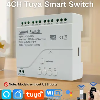 Tuya Relay 4CH Smart Home Switch Module 5V 12V 32V 220V RF 433 Radio Remote Control Work With Alexa Google Home