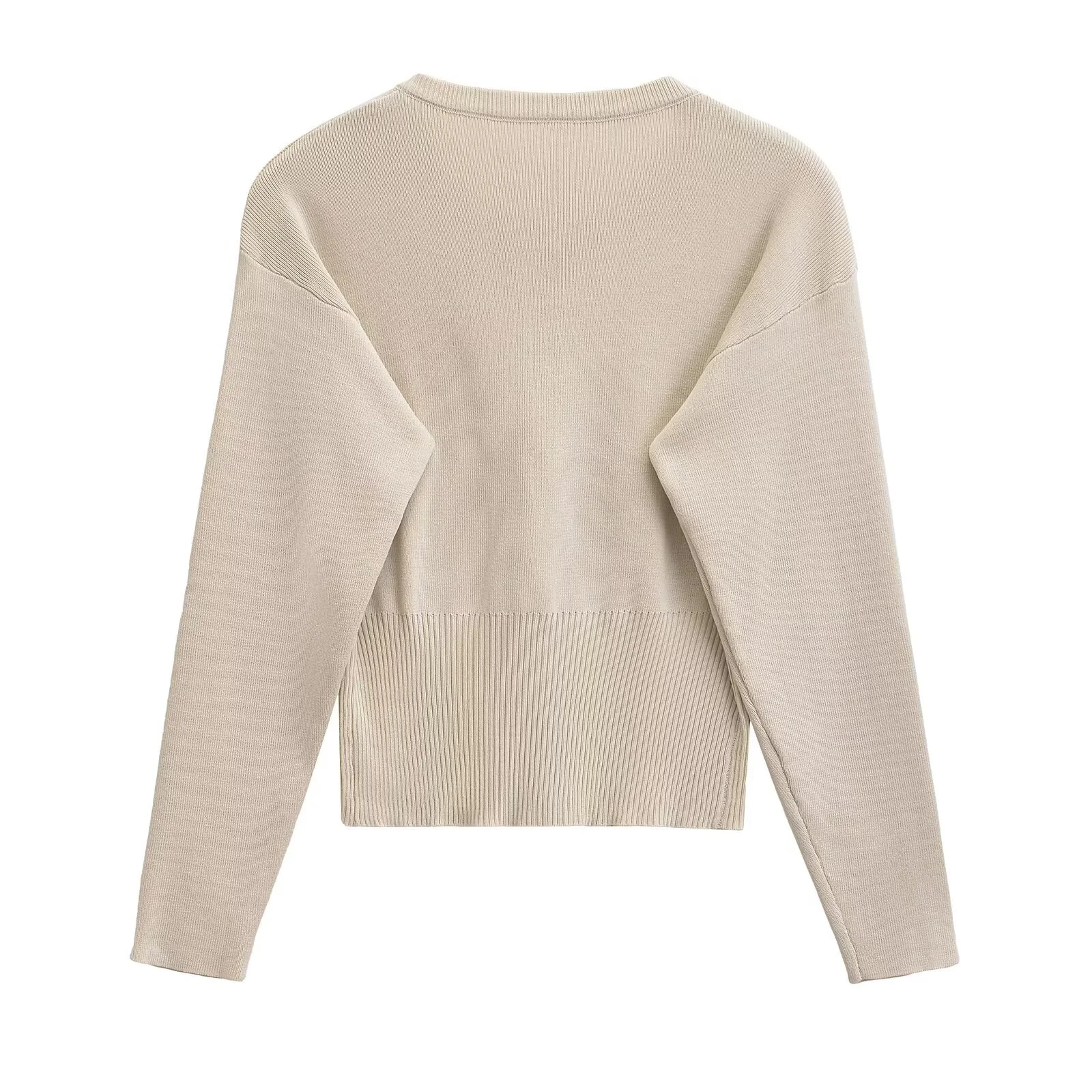 Women's High Waist O-Neck Single Breasted Cardigan Female Solid Long Sleeve Short Sweater Top Lady Autumn Slim Coat Streetwear