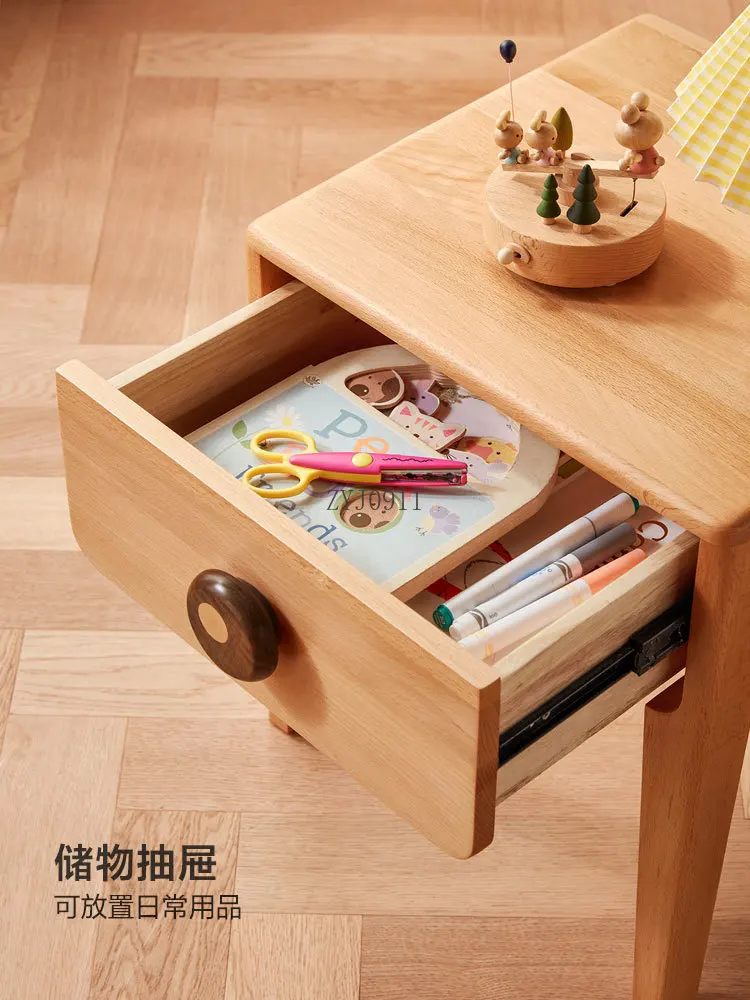 Nordic mini small children's bedside table solid wood feet bedside storage cabinet furniture