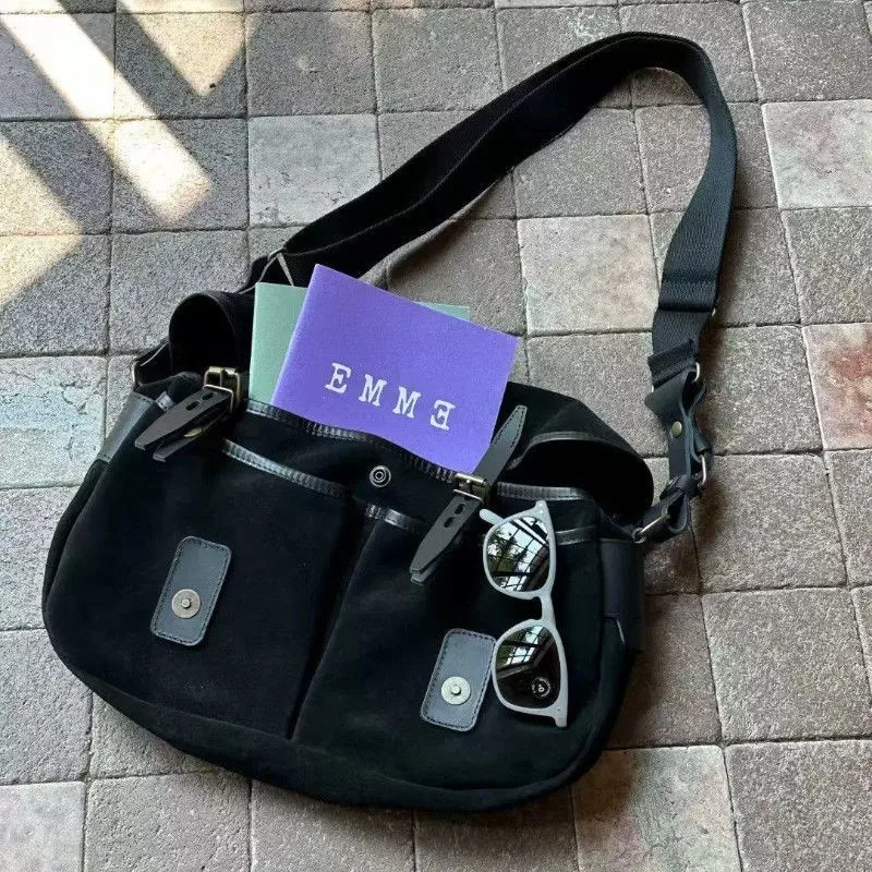 Korean Style Retro Suede Shoulder Bags Women Matte Large Capacity Unisex Crossbody Bag Ladies Daily Versatile Messenger Bag 2025