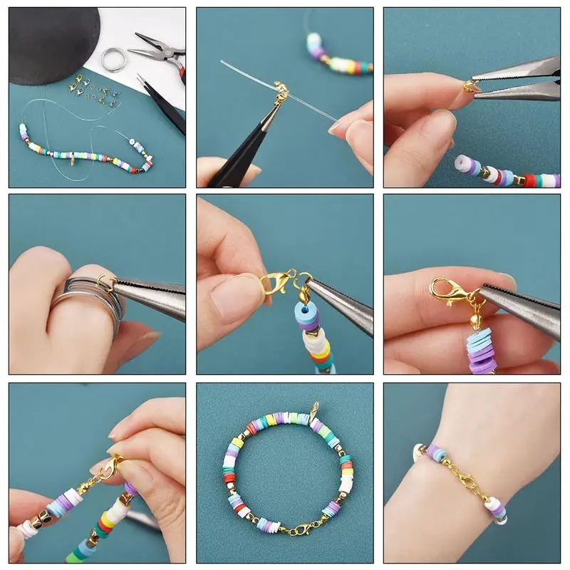 Jewelry Making Kits Lobster Clasp Open Jump Rings End Crimps Beads Box Sets DIY Earring Bracelet Necklace Findings Kit Set