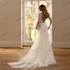 Exquisite Wedding Dresses Sexy Deep V-Neck Backless Bridal Gowns Lace Appliques Floor Length Robes Vestidos De Novia Customized 2