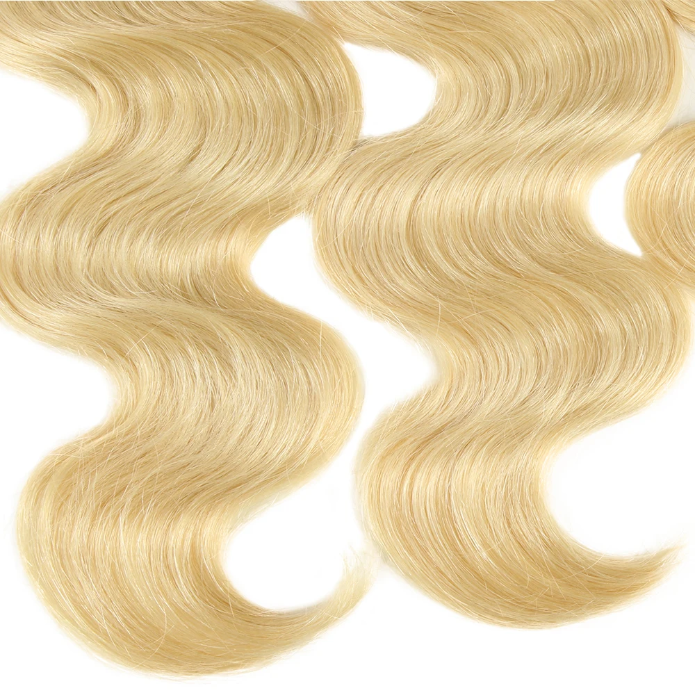 Eleganckie 613 włosy ludzkie w kolorze blond wiązki 26 Cal doczepy typu Body Wave uzupełnienia z włosów brazylijskich pojedynczych wiązek proste doczepiane włosy
