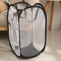 Folding Mesh Pop Up Dirty Laundry Basket Hamper with Durable Handles Collapsible Laundry Basket Clothes Storage Baskets Laundry 2