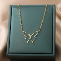 Stainless Steel Butterfly Necklace For Women Gold Color Clavicle Chain Heart Butterfly Pendants Necklaces Party Jewelry Bijoux - Image 2