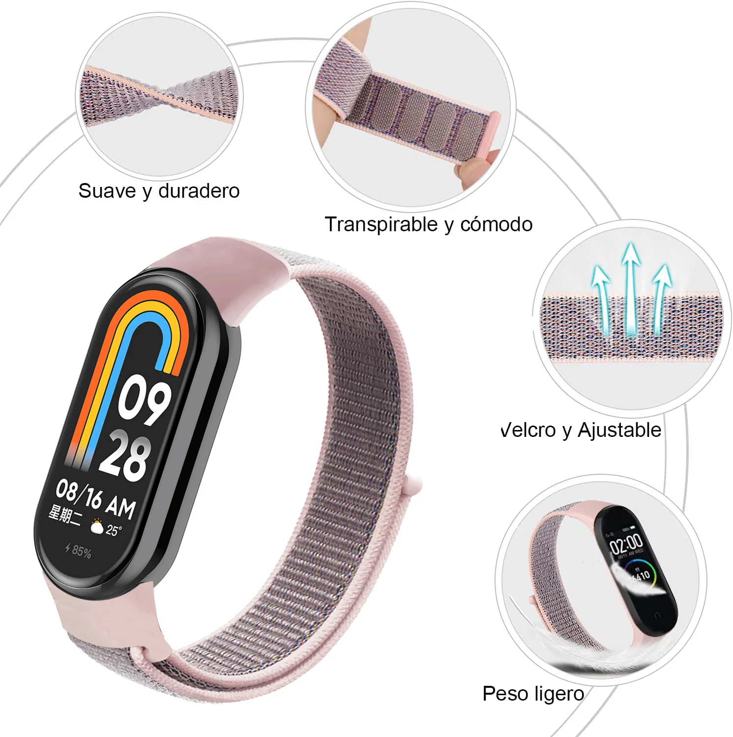 Nylon Lusband Voor Xiaomi Mi Band 8 7 6 5 4 3 Armband Smartwatch Polsband Vervangende Sport Pulsera Horlogeband Miband 8 Nfc