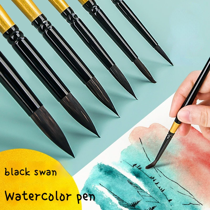 Painting Brushes 1/3/4 Pcs Professional Black Handle Squirrel Hair Round for Watercolor Acrylic Gouache Oil Painting