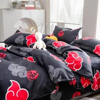 Naruto Akatsuki Anime 3 pièces ensemble de literie housse de couette housse de couette Polyester une housse de couette et une paire de taies d'oreiller (sans rembourrage) 4