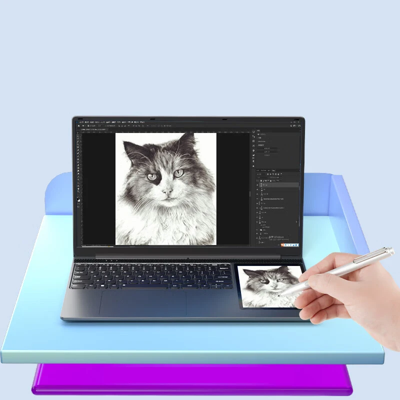 노트북 15.6 + 7 인치 인텔 N100, 32GB DDR4 2TB SSD 백라이트 키패드, 1920*1080 화면, 5400 mAh 지문 잠금 해제, 180 ° 접이식 컴퓨터
