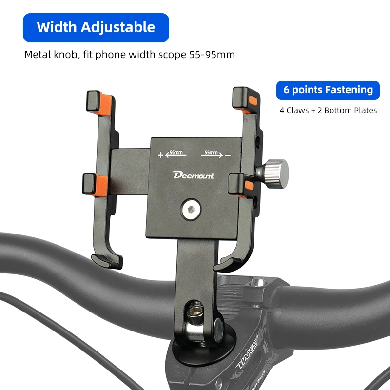 Soporte de teléfono para vástago de bicicleta, aleación de aluminio, horquilla para teléfono inteligente mecanizada por CNC, soporte para auriculares, rotación de 360 grados