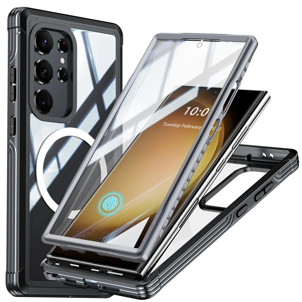 Shellbox Built-in Screen Protector Magsafe Case for Galaxy S24 Ultra S24 Plus S24 Shockproof Dust-Proof Defender Rugged Cover