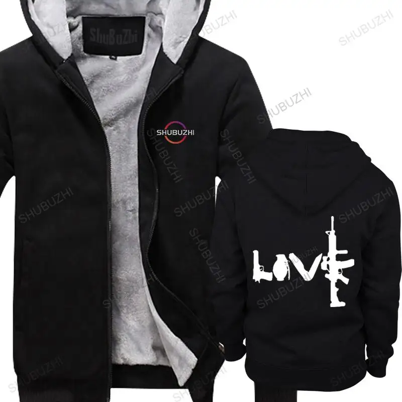 

Hot sale men brand hoodies winter cotton thick hoody Banksy Street Art Love Guns AK-47 AK47 AK fleece jacket Male warm pullover