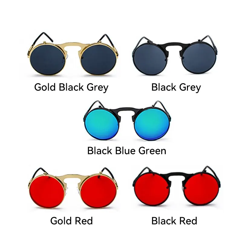 Occhiali da sole polarizzati vintage da uomo e da donna Protezione UV Occhiali da sole in metallo rotondi Steampunk retrò alla moda antiriflesso_voghion.com