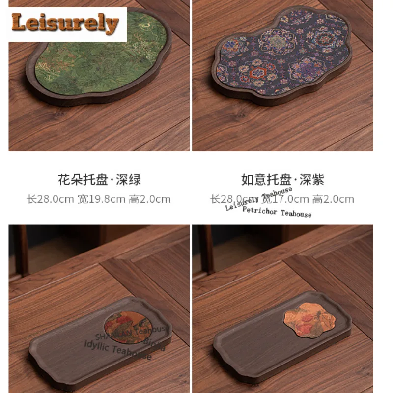 Walnut Wood Tea Tray Dessert Candy Tray Coffee Storage Board Teapot Insulation Pad Dishes for Serving Teaset Accessories Craft