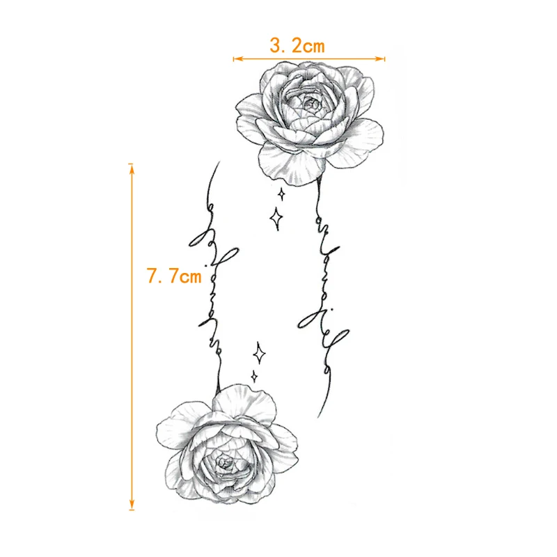 30 Stile Graue Rosenblüten Wasserfeste Temporäre Tattoos Aufkleber Fake Tattoo Körperkunst Tatouage Lotus Schmetterling Henna Aufkleber – Detail 4