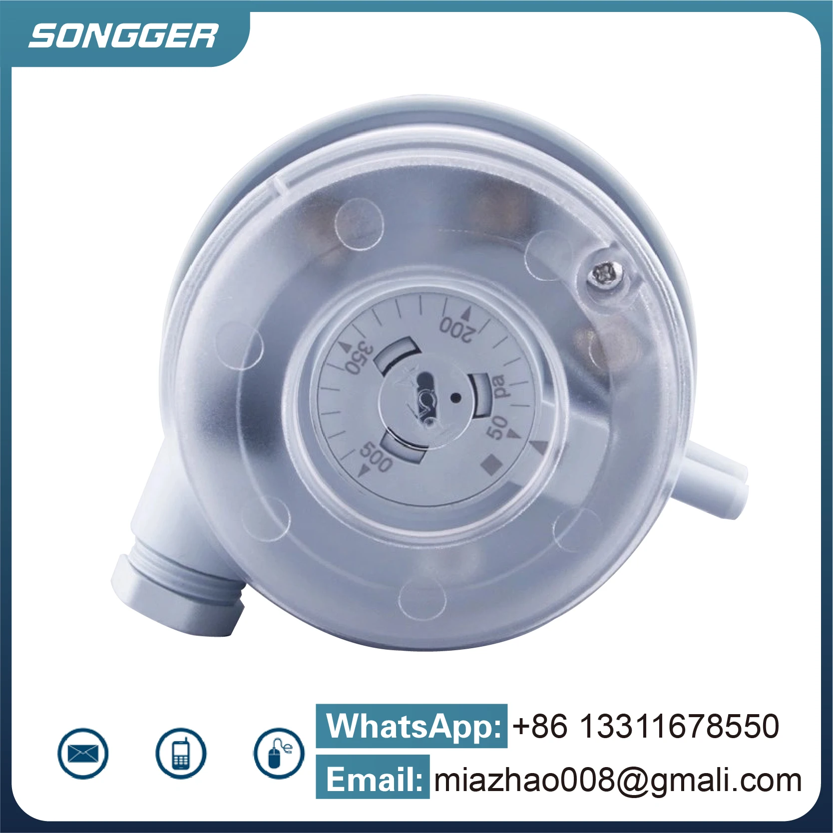 604 차압 스위치 공기 미압 차압계 20-1000Pa 압력 센서 환기 HVAC 가스 소방 시스템 필터 감지용