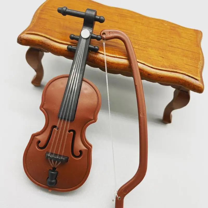 Tiniest Violin Musical Instrument Miniature For Children Polished Mini Violin Ornament Miniature Musical Instruments