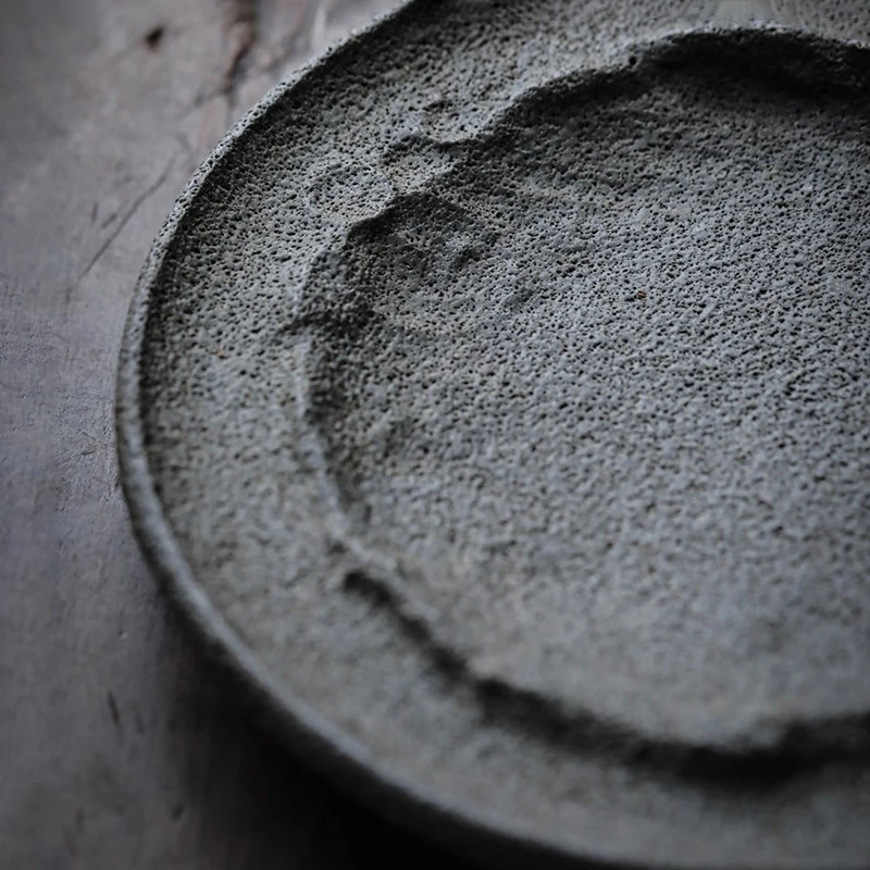 Stein-Teetablett, handgeschnitzt, Mondkrater, Basalt, Zen-Teekanne, Tablett, Untertasse, dekorativer, von Mond inspirierter Teezeremonie-Teller für Zuhause – Detail 2