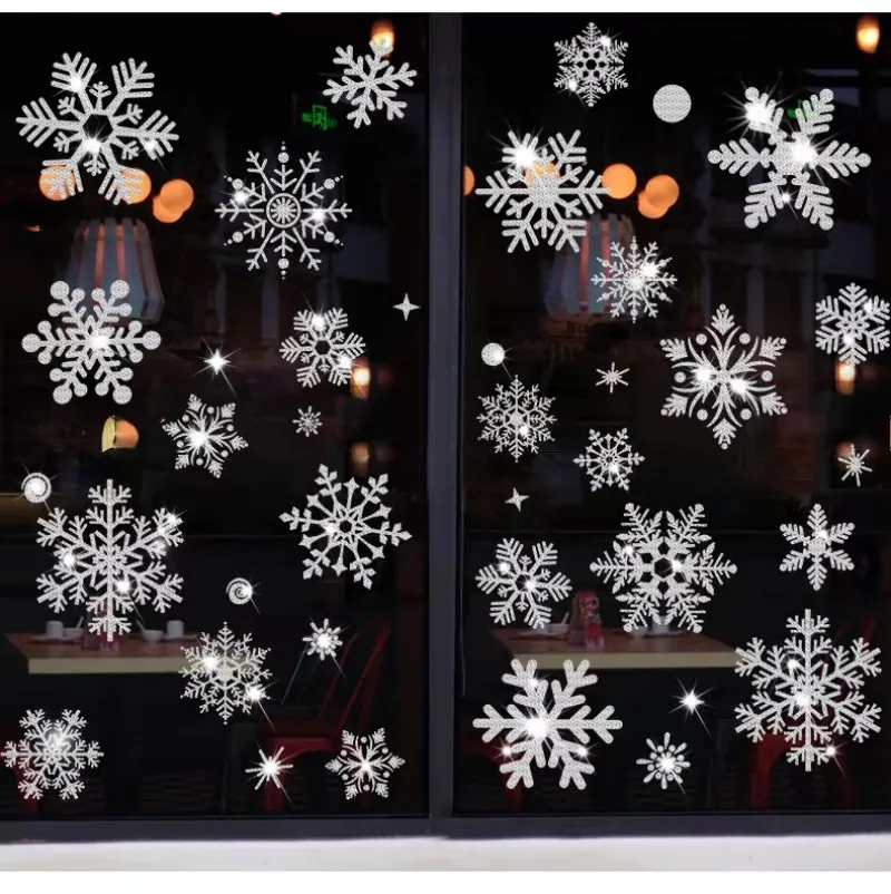 29PCSmanyChristmassnowflakesstickglasswindowwallstickersNew