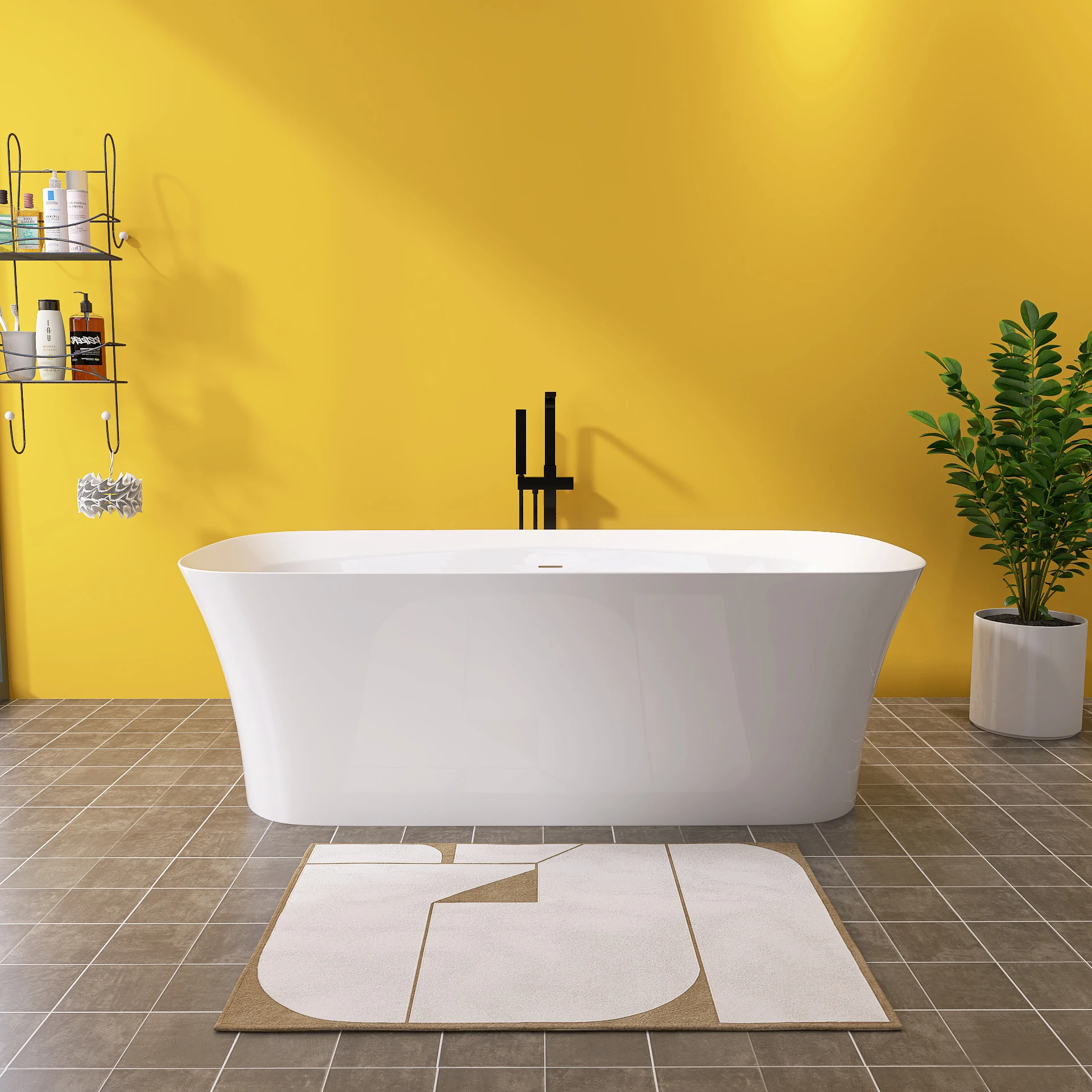 67" Acrylic Free Standing Tub - Classic Oval Shape Soaking Tub, Adjustable Freestanding Bathtub with Integrated Slotted Overflow 2
