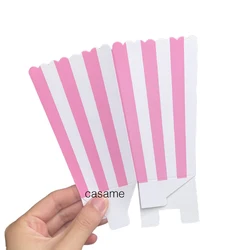 Set of 12 Pink Popcorn Boxes for Kids' Party or Baby Shower Celebration (Pink stripe)