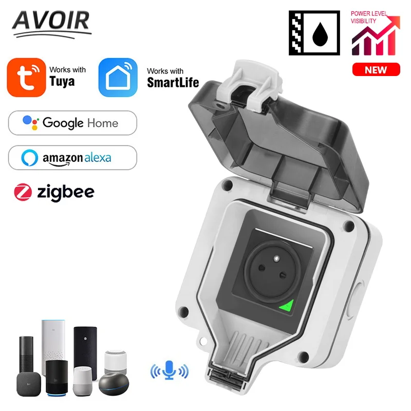Avoir Zigbee Tuya Ip66 ao ar Livre à Prova Impermeável Água Soquete Temporizador Interruptor wi fi Inteligente fr Tomadas de Energia com Usb Funciona com Alexa Google Casa Tomada Inteligente Wifi Tomada Usb
