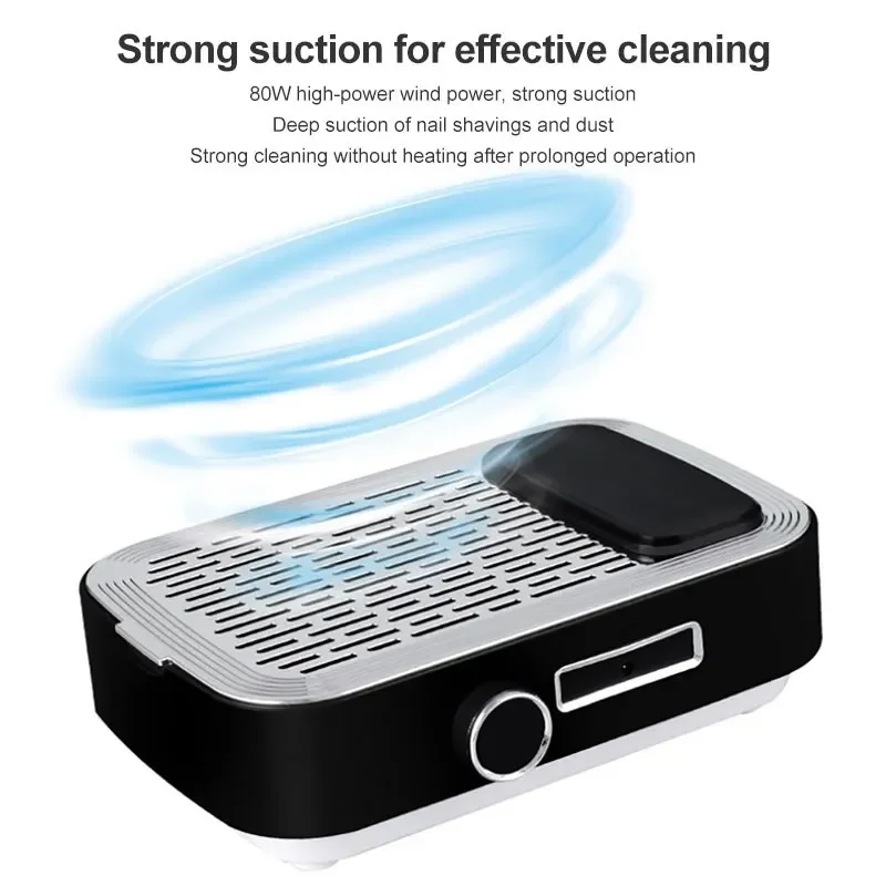 Nail vacuum cleaner 80W Professional Nail Vacuum Cleaner Polishing Gel Pedicure Rechargeable Vacuum Cleaner with Removable Filter Nail Salon Tools