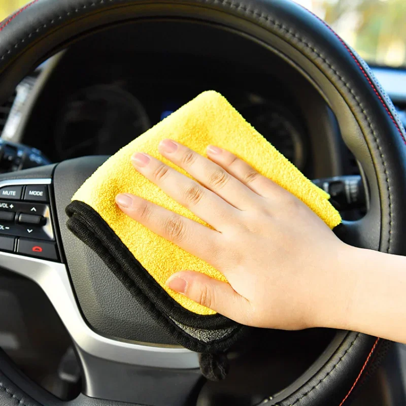 5pcs Microfiber Cleaning Towel Thicken Soft Drying Cloth Car Body Washing Cleaing Towels Double Layer Clean Rags 30/40/60cm