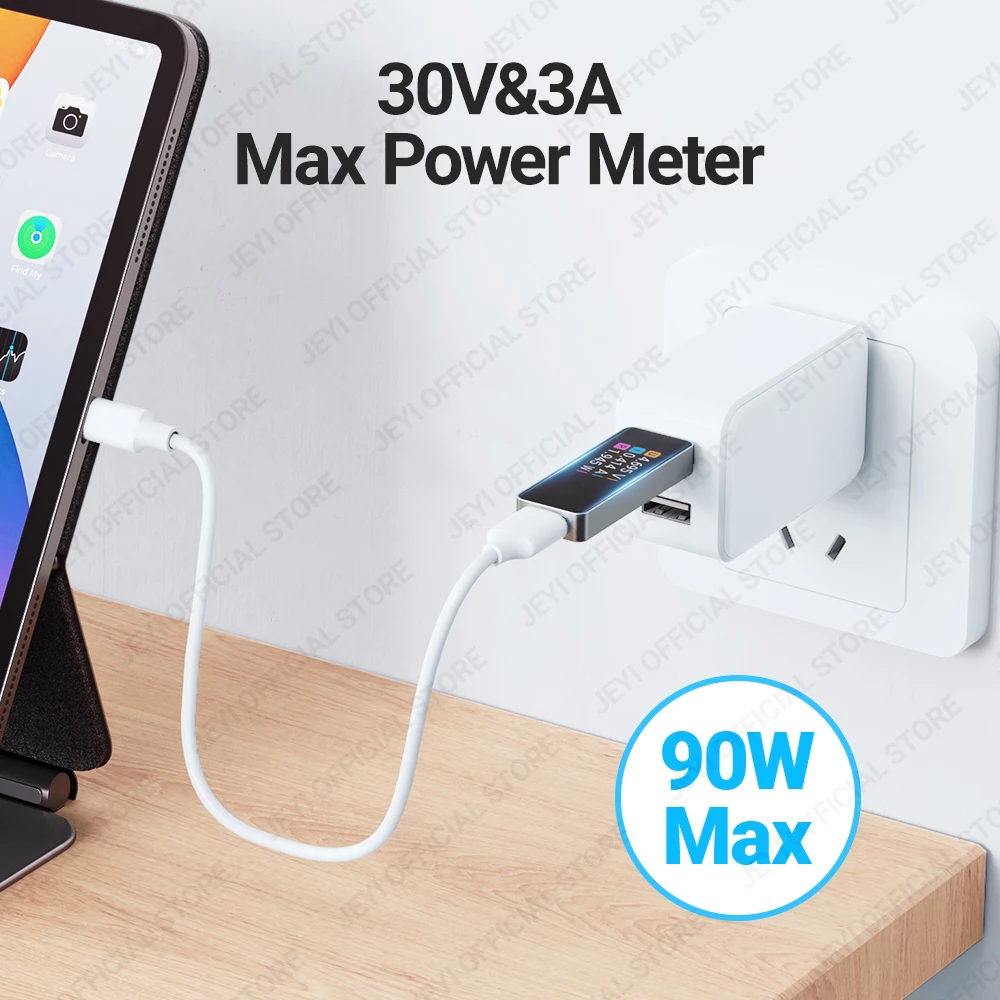 JEYI Power Meter LCD USB Tester 0-3A 3.7-30V USB Multimeter Voltage Current Test Detector  Multi-function Display Capacity 4