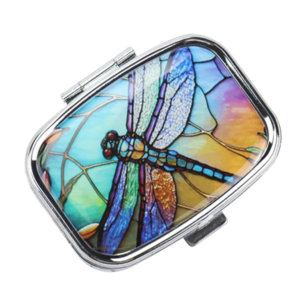 Medicine Pill Case & 2 Compartment Portable Pill Container Metal Pill Organizer for Vitamins Fish Oil Supplements Pill Containe