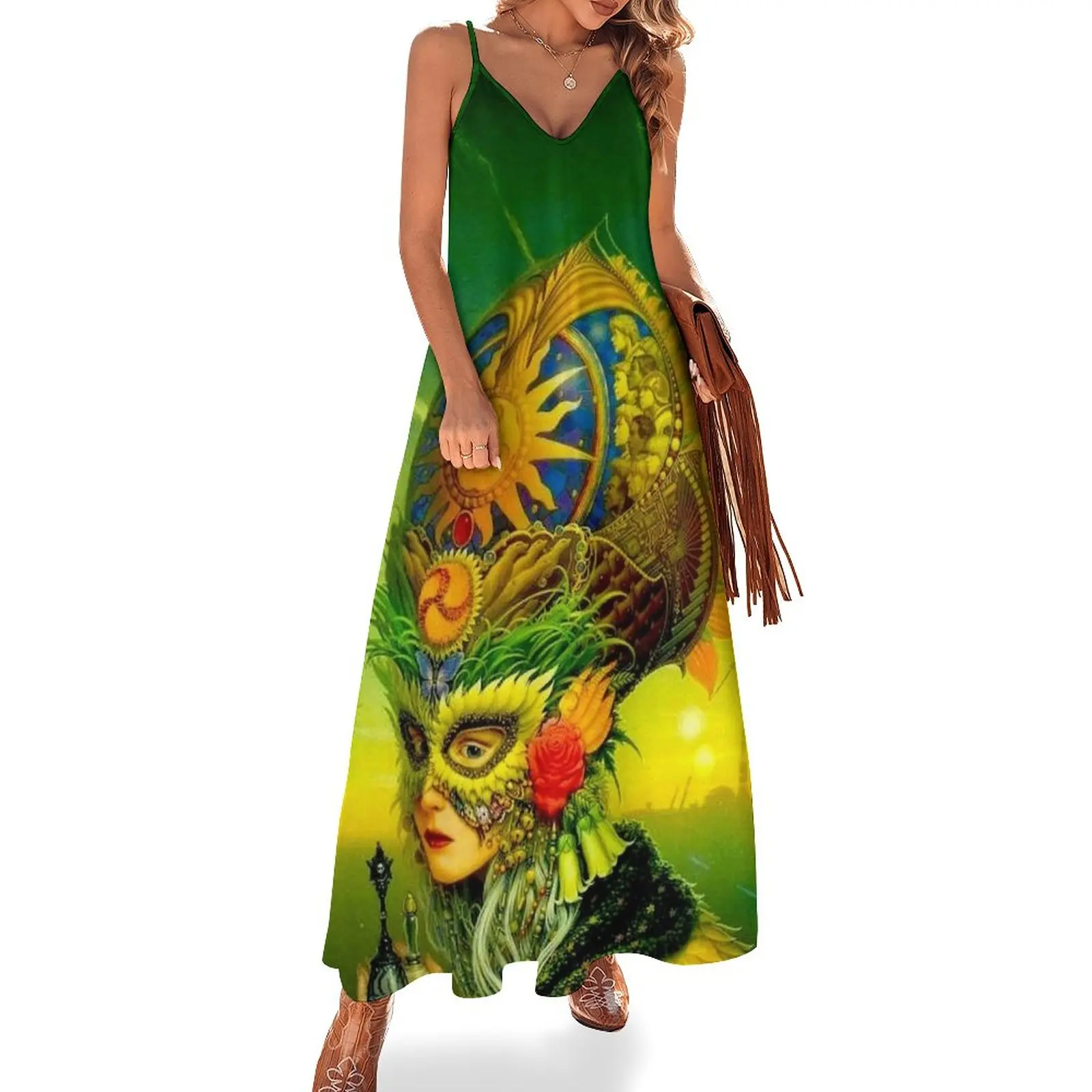

ORLEANS : Vintage Mardi Gras Costumed Print Sleeveless Dress elegant women's sets dresses for womens dresses summer woman 2024
