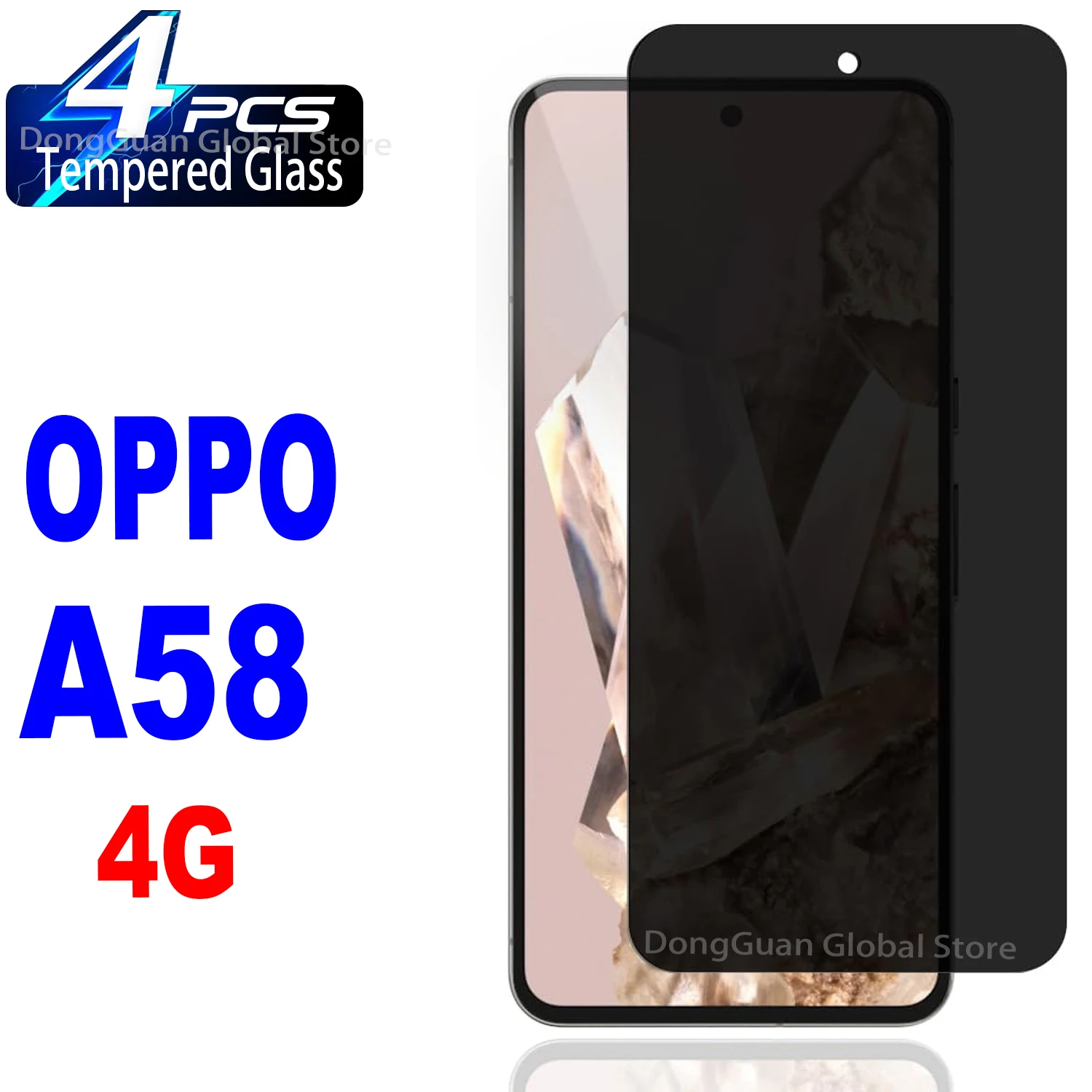 2/4 шт. антишпионское закаленное стекло для Oppo A58 4G защита для экрана Защитная пленка для конфиденциальности 6 в 1 для oppo a58 стекло для oppo a58 закаленное стекло 9h защитное полное покрытие клейкая защита для экрана oppo a 58 a58 4g стекло для объектива