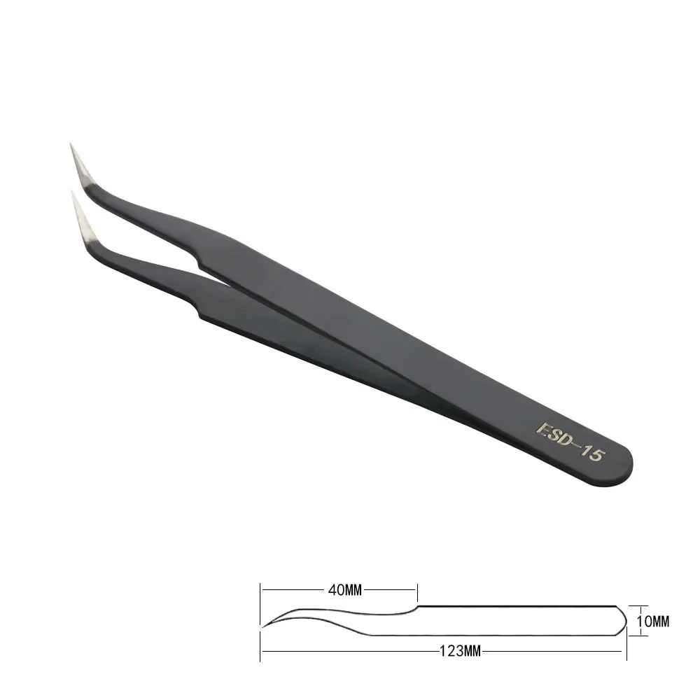 Precision Tweezers Set ESD Anti-Static Stainless Steel Tweezers Repair Tools for Electronics Repair Soldering Craft Tools precision tweezers esd anti static tweezers soldering tweezers phone repair tweezers tweezer tool