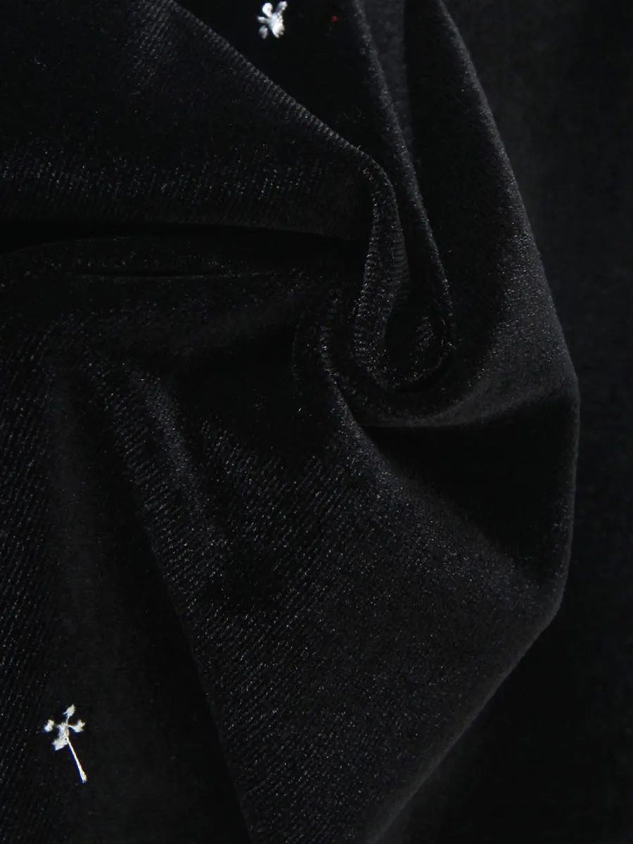 Plus Size Women's A-Line Dress Premium Velour Embroidery Spaghetti Strap Slim Autumn Winter 2025