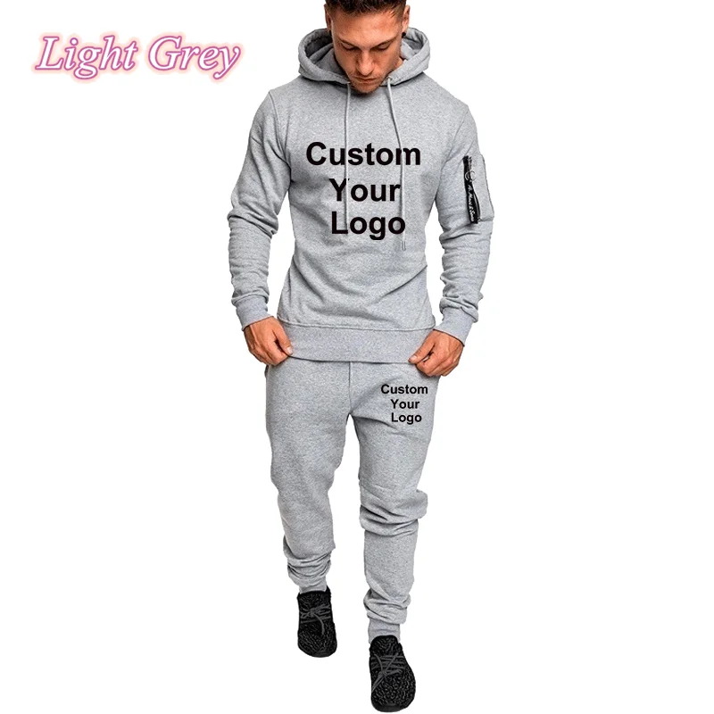 Autumn Men Custom Your Logo Tracksuit Sport Set Camo Printed Hoodies Coat + Pants Sportwear Suit Outdoor Running Jogging Sets 5